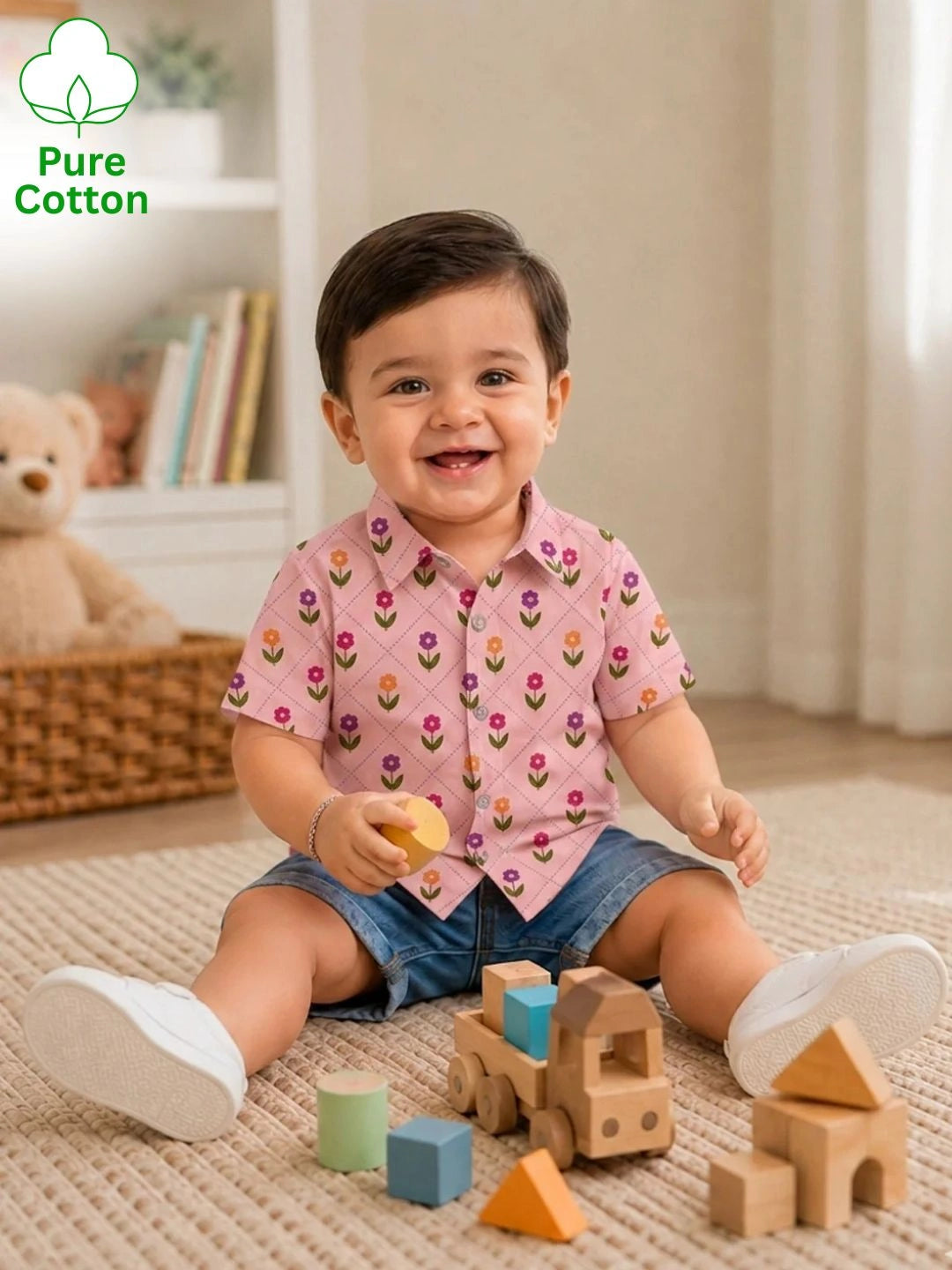 BownBee Pure Cotton Half Sleeves Shirt For Infant Boys