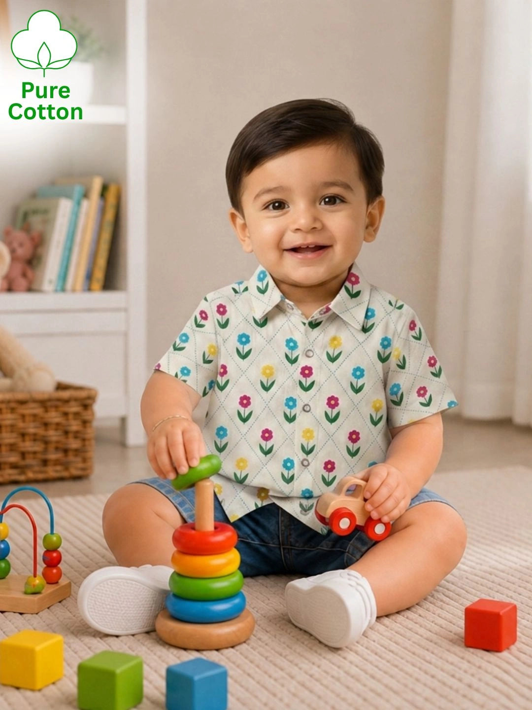 BownBee Pure Cotton Half Sleeves Shirt For Infant Boys