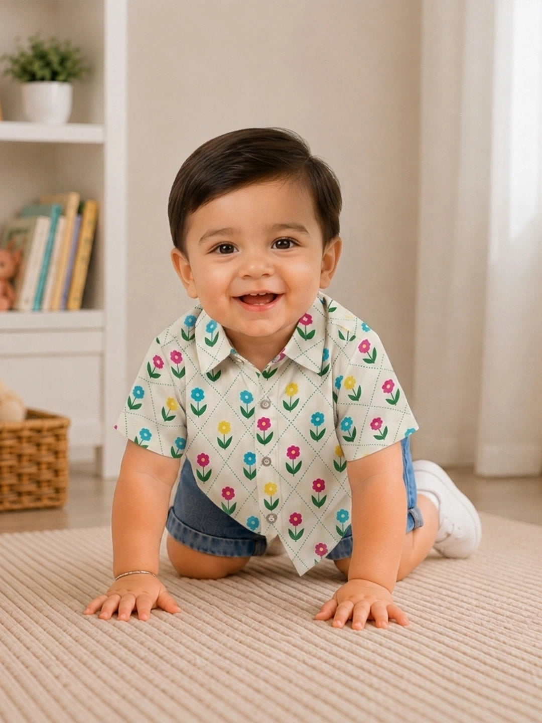 BownBee Pure Cotton Half Sleeves Shirt For Infant Boys