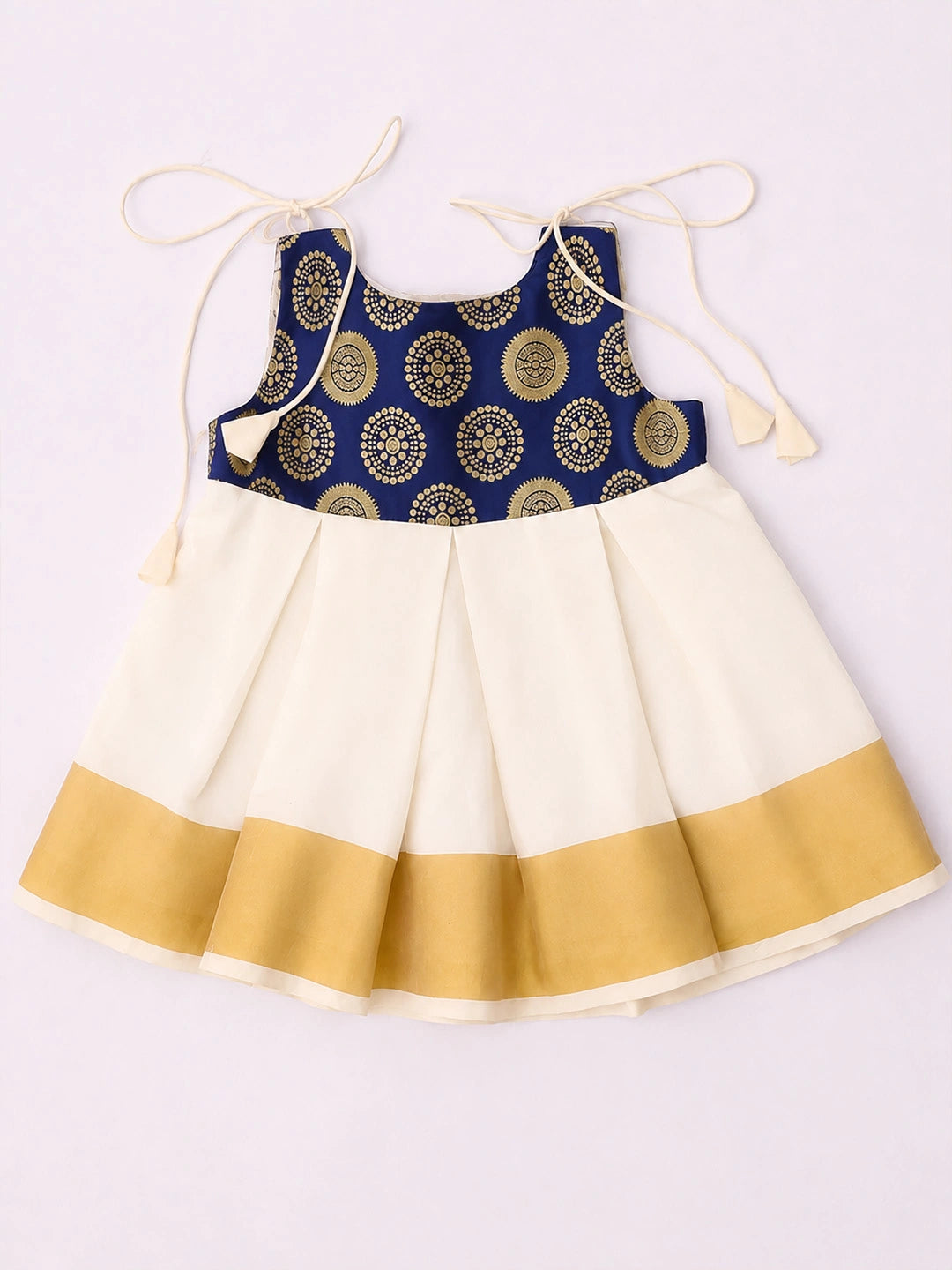 BownBee Sleeveless Shoulder Tie-Up Frock With Hairband For Infant Girls