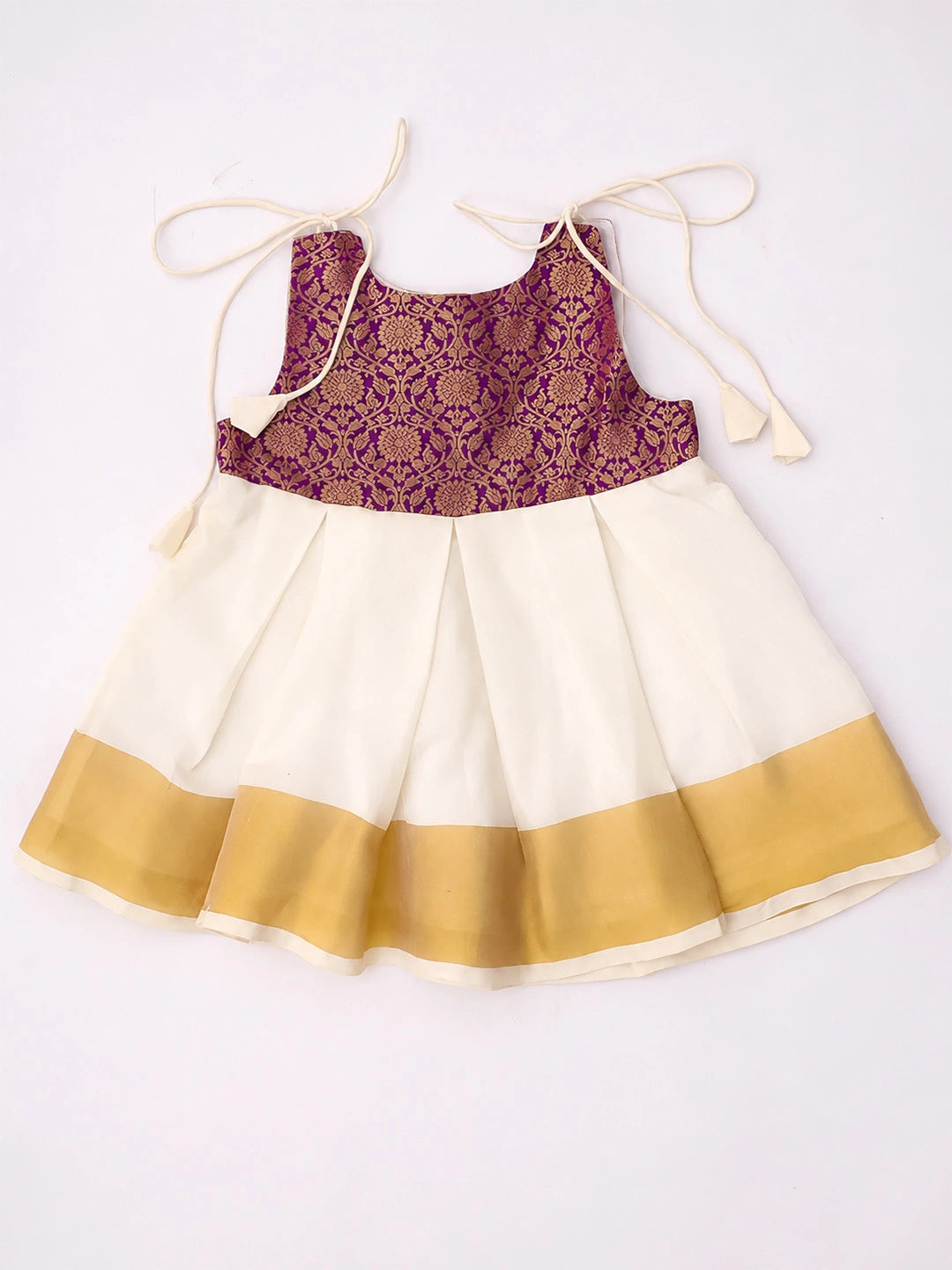BownBee Sleeveless Shoulder Tie-Up Frock With Hairband For Infant Girls