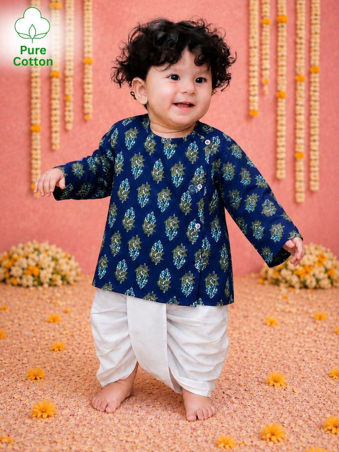 BownBee Full Sleeve Pure Cotton Kurta Dhoti