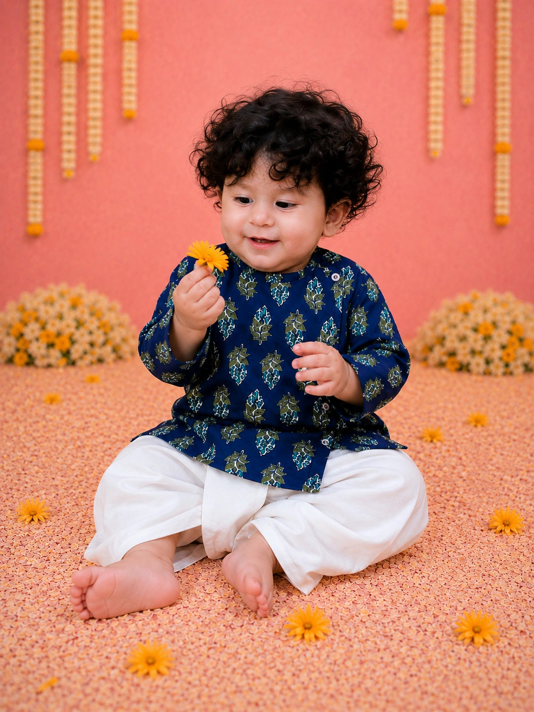 BownBee Full Sleeve Pure Cotton Kurta Dhoti