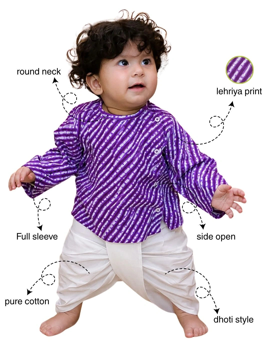 BownBee Full Sleeve Pure Cotton Kurta Dhoti