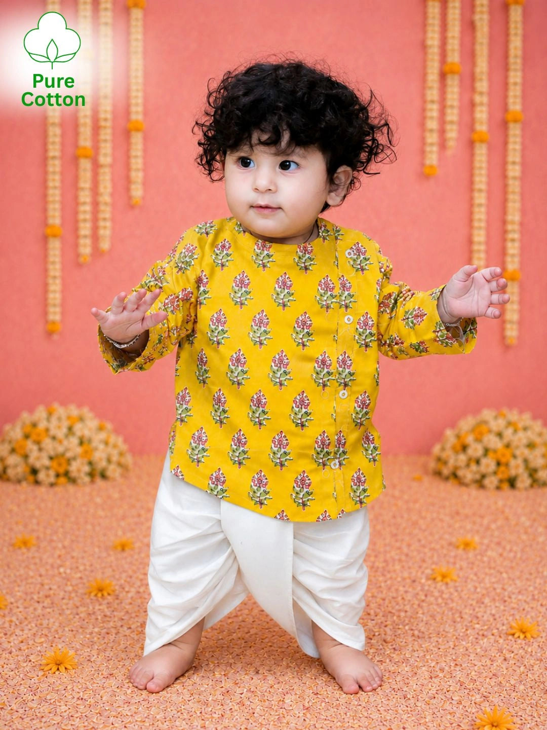 BownBee Full Sleeve Pure Cotton Kurta Dhoti