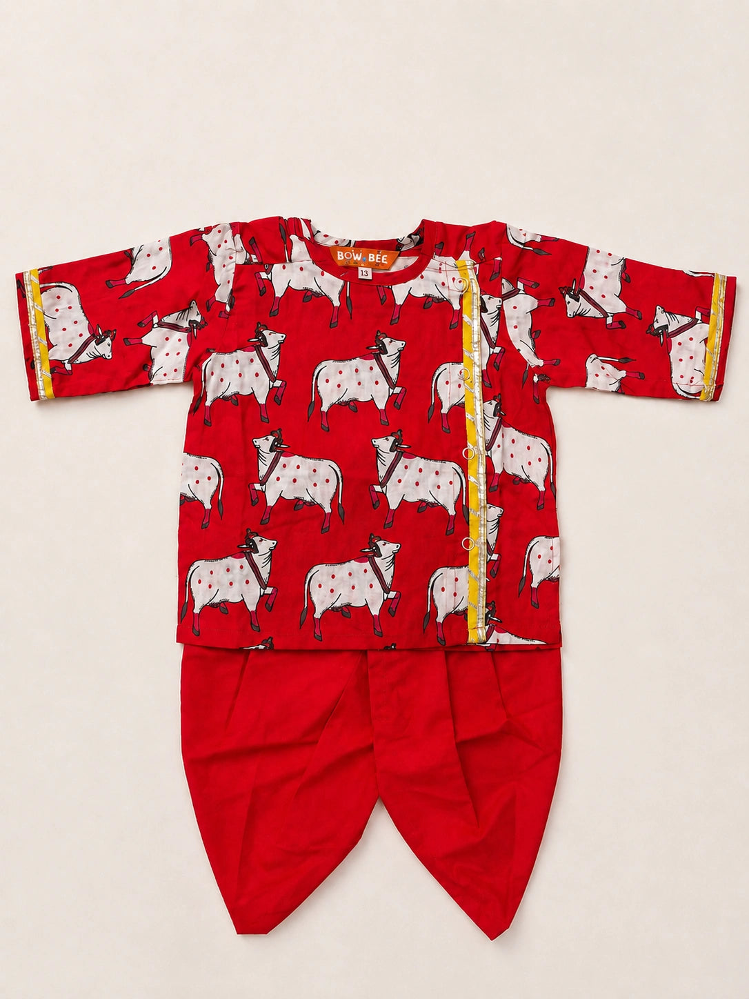 BownBee Full Sleeve Pure Cotton Dhoti Kurta Set for Infant Boys