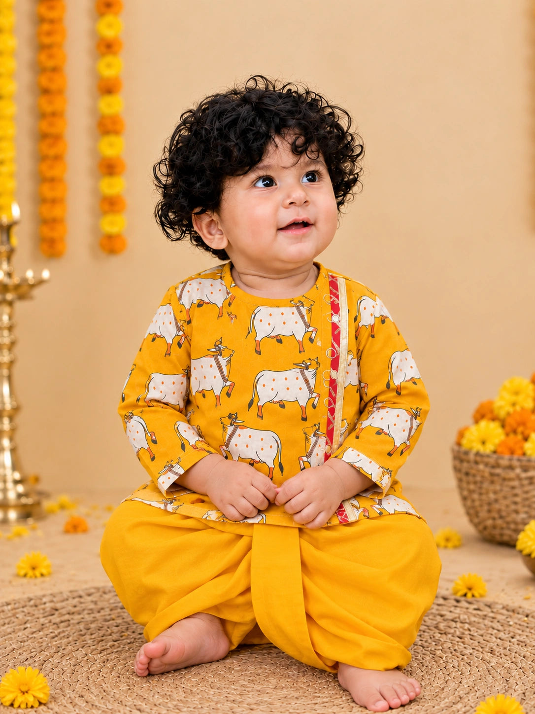 BownBee Full Sleeve Pure Cotton Dhoti Kurta Set for Infant Boys