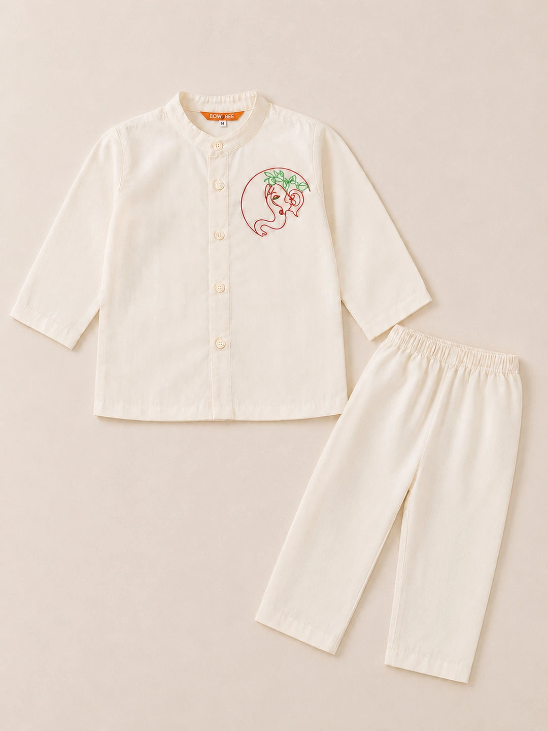 BownBee Pure Cotton Embroidered Kurta Pajama  Set For Boys