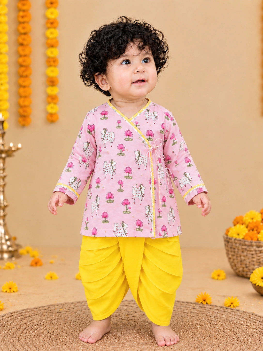BownBee Full Sleeve Pure Cotton Dhoti Kurta Set for Infants Boys