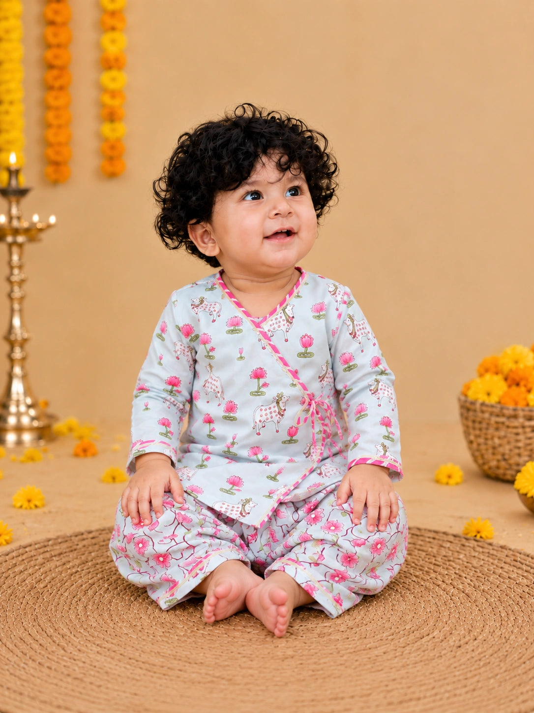 BownBee Full Sleeve Pure Cotton Dhoti Kurta Set for Infants Boys
