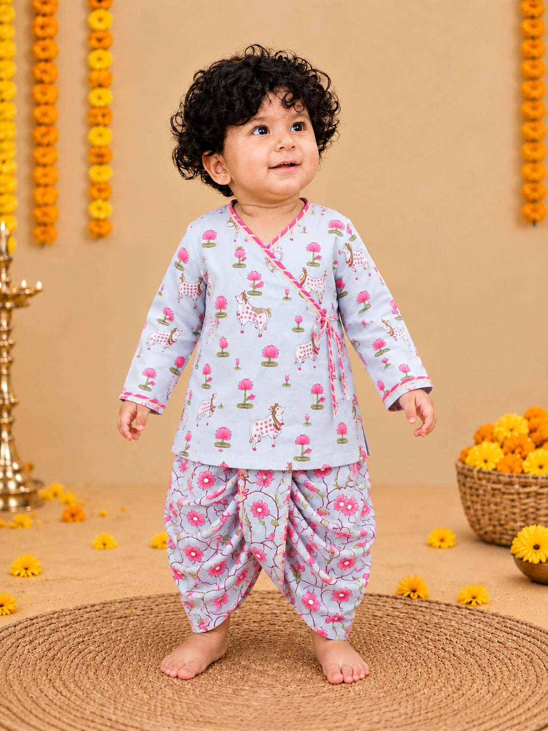 BownBee Full Sleeve Pure Cotton Dhoti Kurta Set for Infants Boys