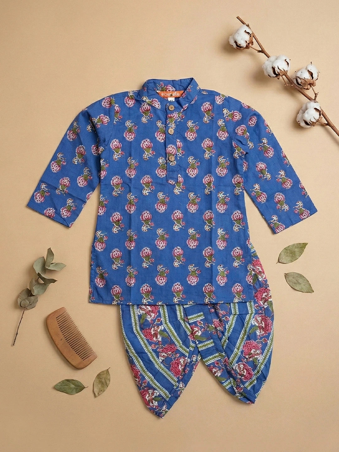 BownBee Pure Cotton Dhoti Kurta Set For Infant Boys - Maroon