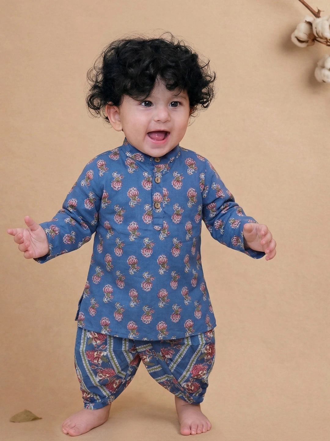 BownBee Pure Cotton Dhoti Kurta Set For Infant Boys