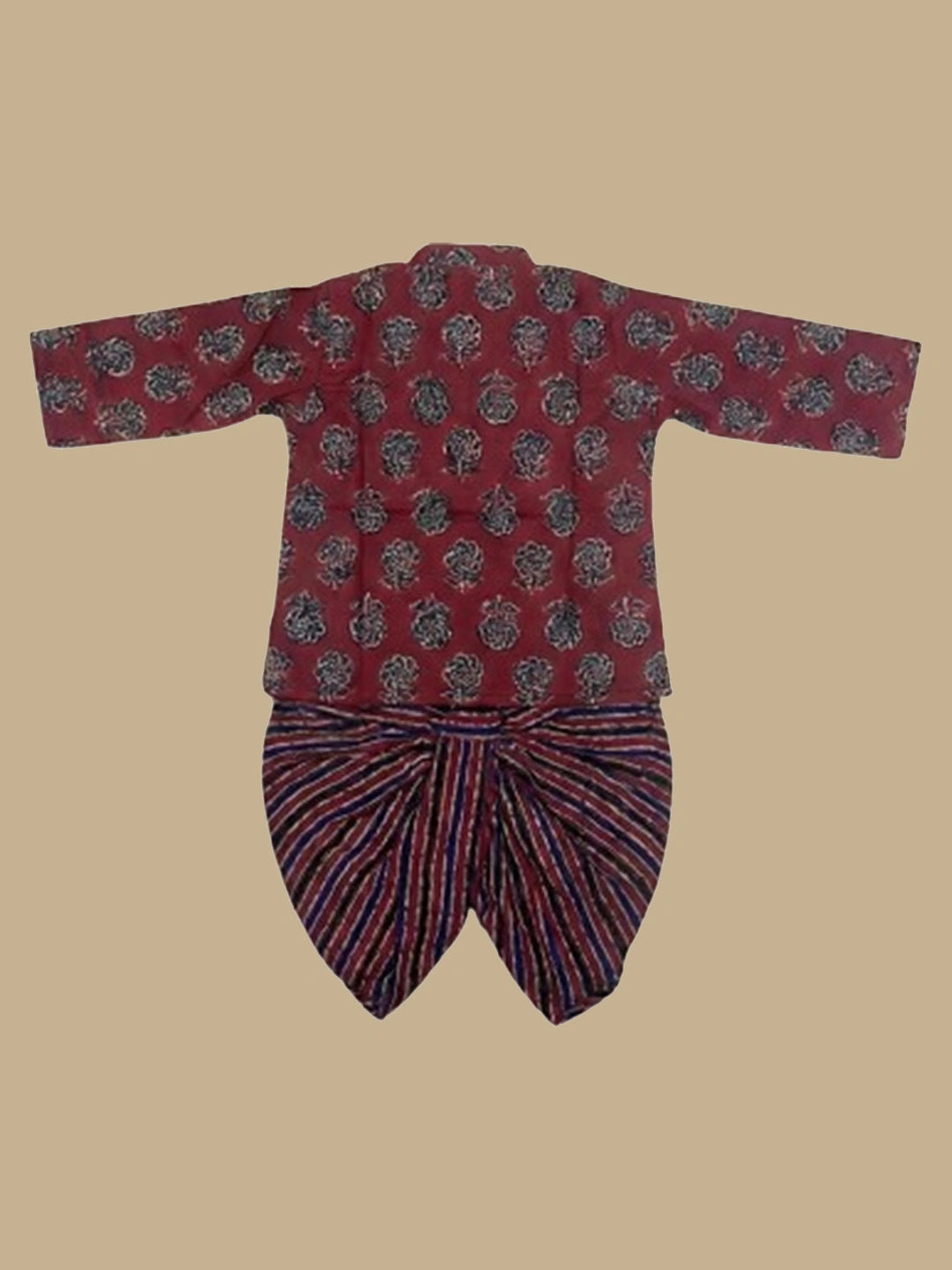 BownBee Pure Cotton Dhoti Kurta Set For Infant Boys - Maroon