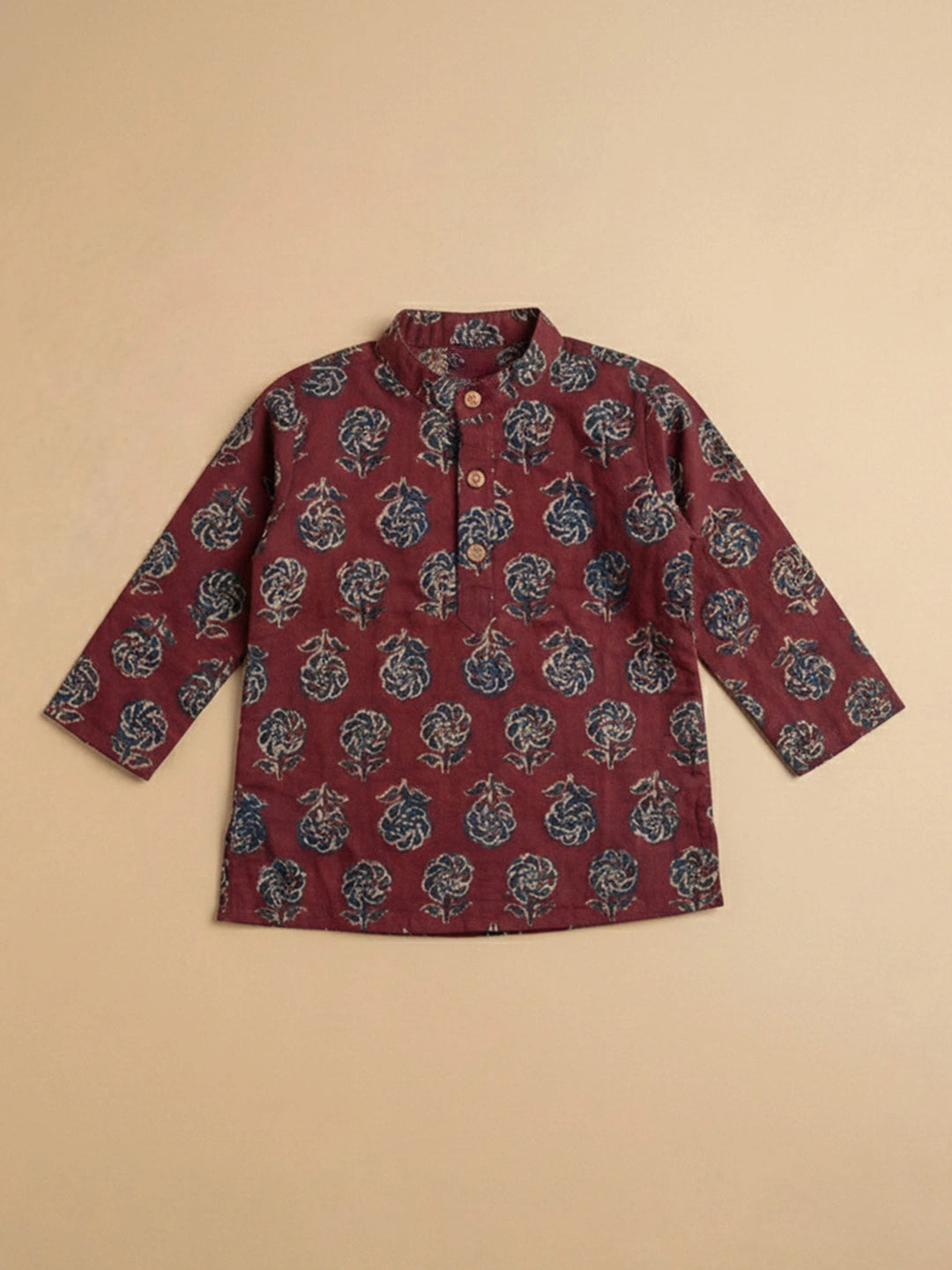 BownBee Pure Cotton Dhoti Kurta Set For Infant Boys - Maroon