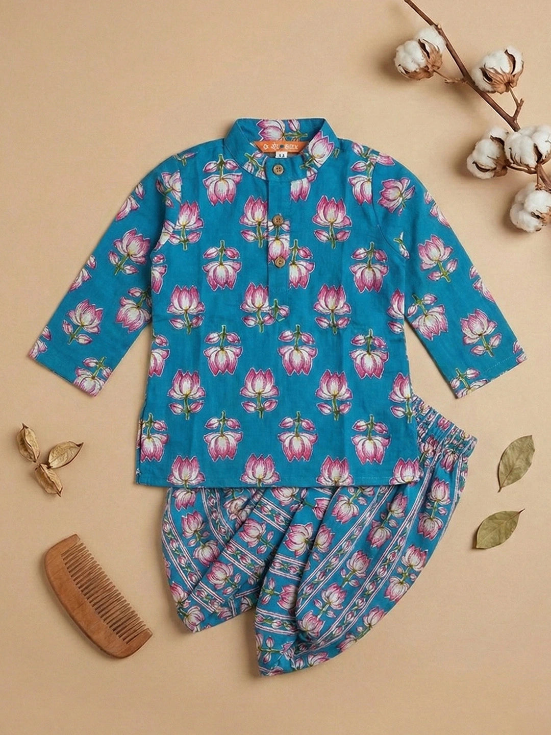 BownBee Pure Cotton Dhoti Kurta Set For Infant Boys - Maroon