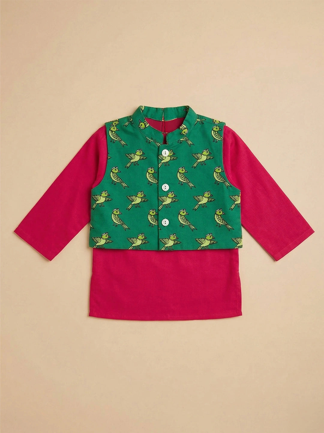 BownBee Quirky Printed lehenga Choli & dhoti kurta With Jacket Sibling Set