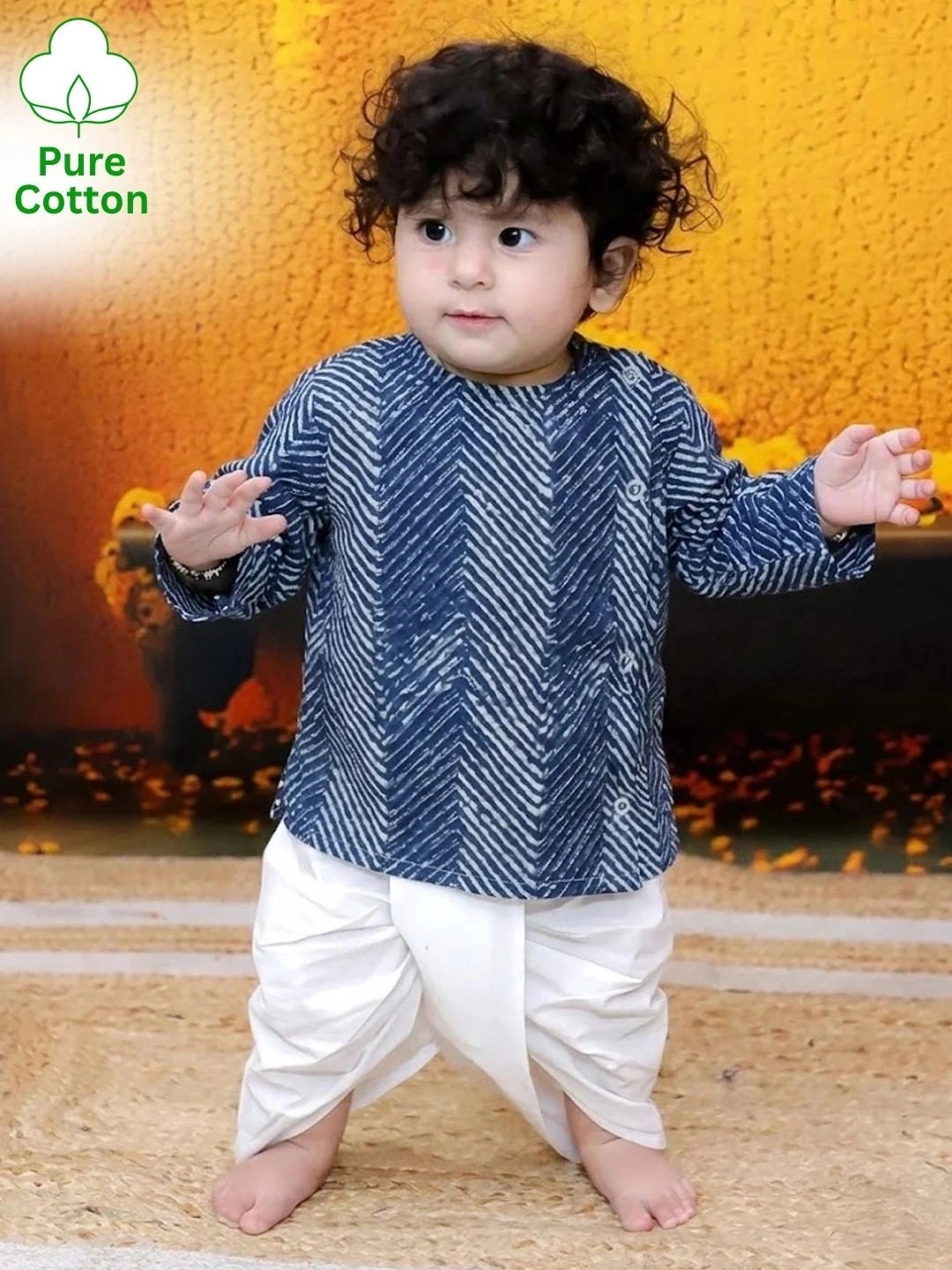 BownBee Full Sleeve Pure Cotton Kurta Dhoti