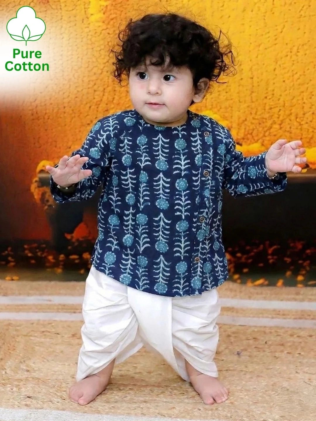 BownBee Full Sleeve Pure Cotton Kurta Dhoti