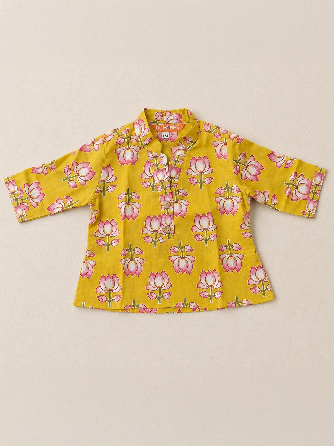 BownBee Pure Cotton Printed  Quater Sleeves Short Kurti & Harem For Infant Girls