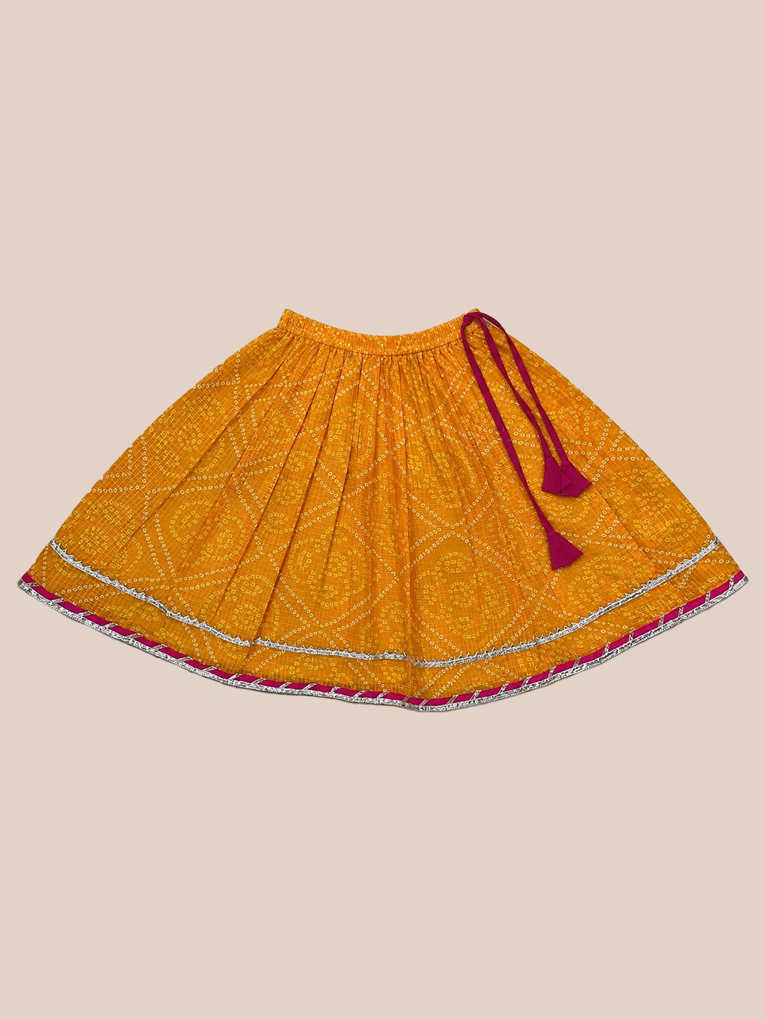 BownBee Sleeveless Halter Neck Lehenga Choli With Hairband Set For Girls