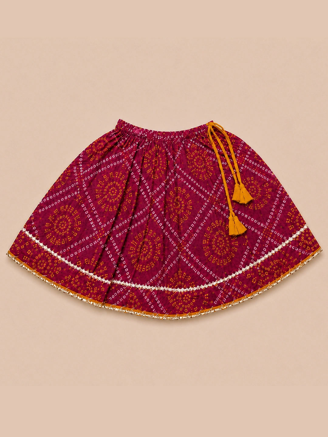 BownBee Sleeveless Halter Neck Lehenga Choli With Hairband Set For Girl