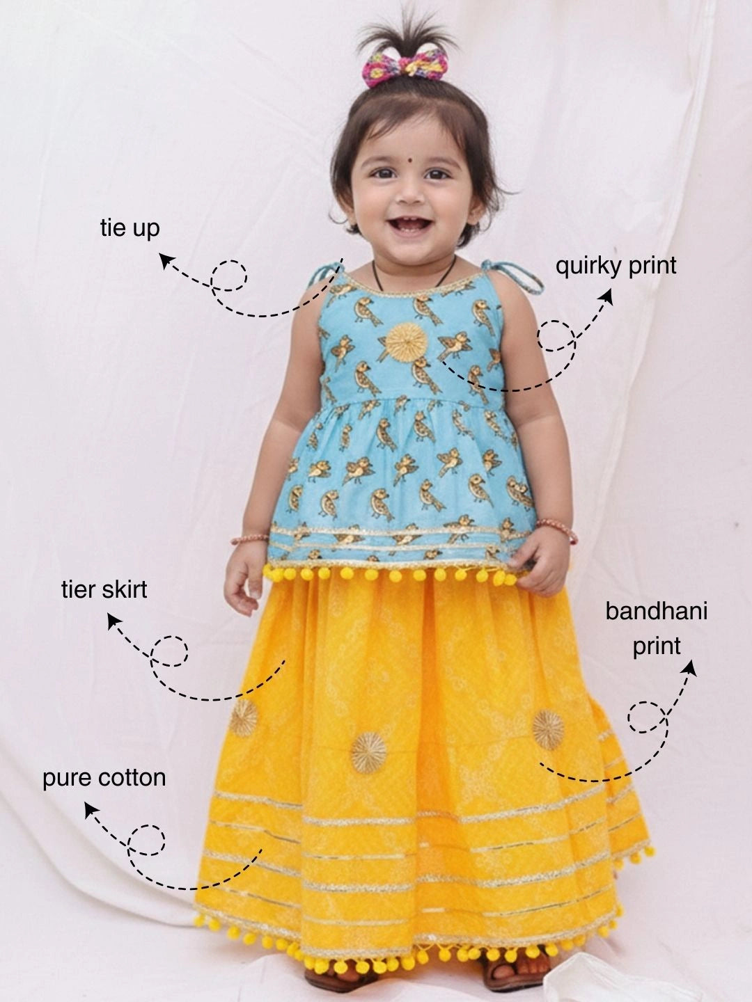 BownBee Pure Cotton Lion Printed Lehenga Choli For Infants