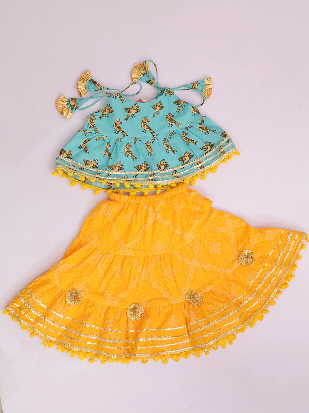 BownBee Pure Cotton Lion Printed Lehenga Choli For Infants