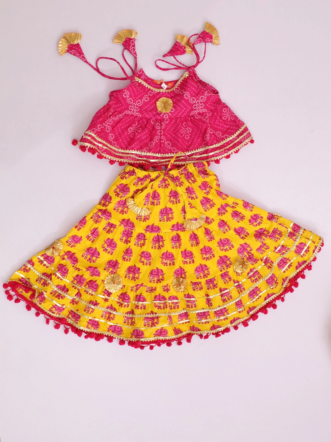BownBee Pure Cotton Lion Printed Lehenga Choli For Infants