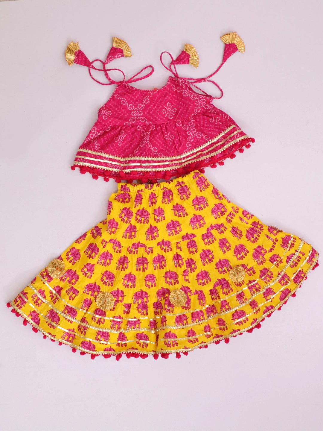 BownBee Pure Cotton Lion Printed Lehenga Choli For Infants