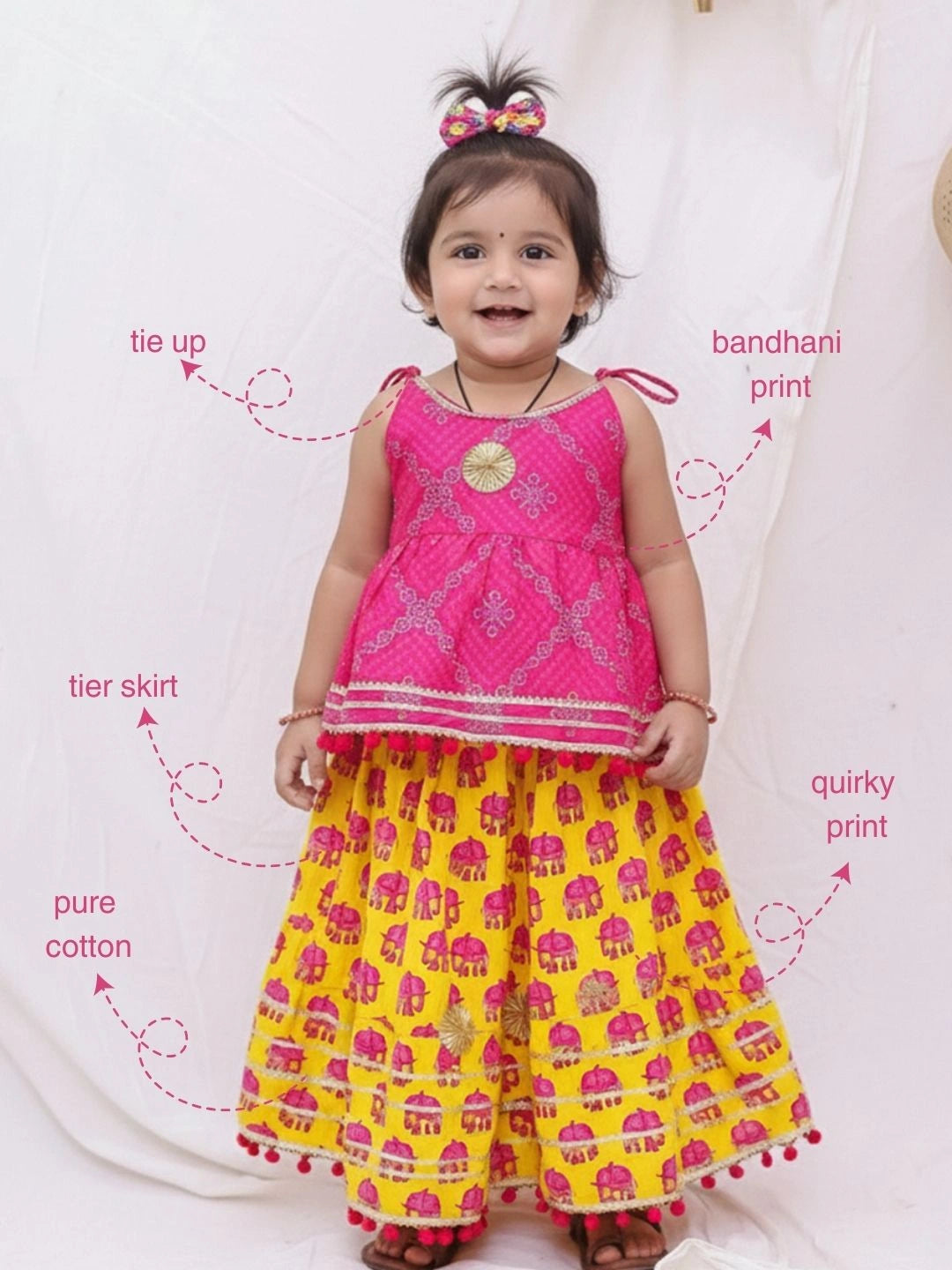 BownBee Pure Cotton Lion Printed Lehenga Choli For Infants