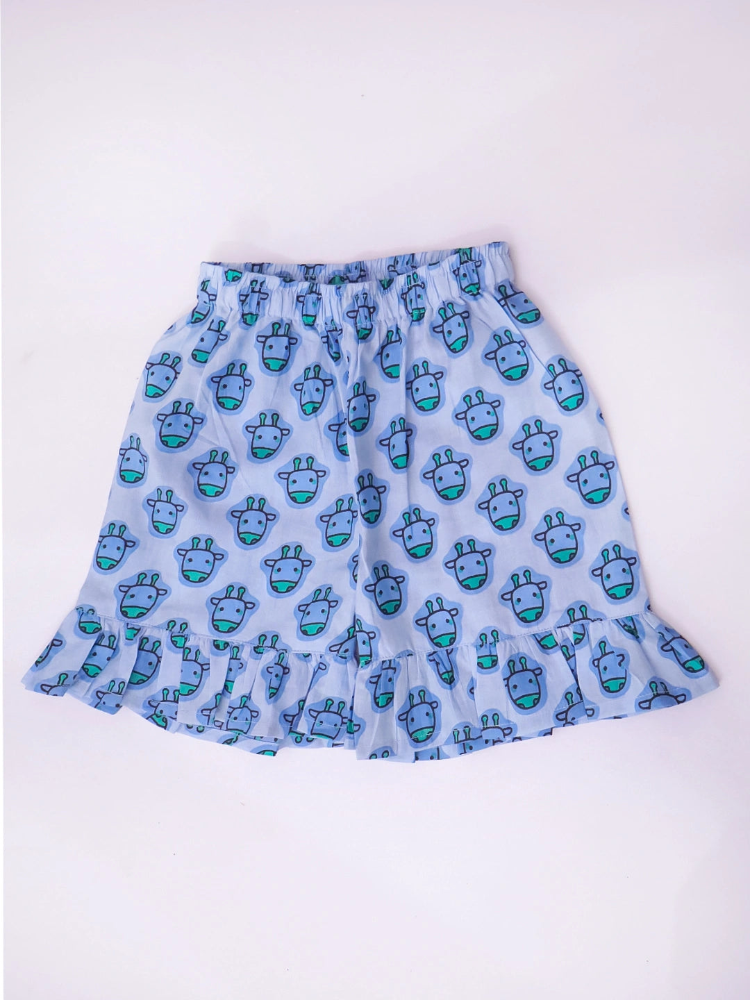 BownBee Pure Cotton Quirky Ruffle Top & Shorts With Hairband Set For Infant Girls