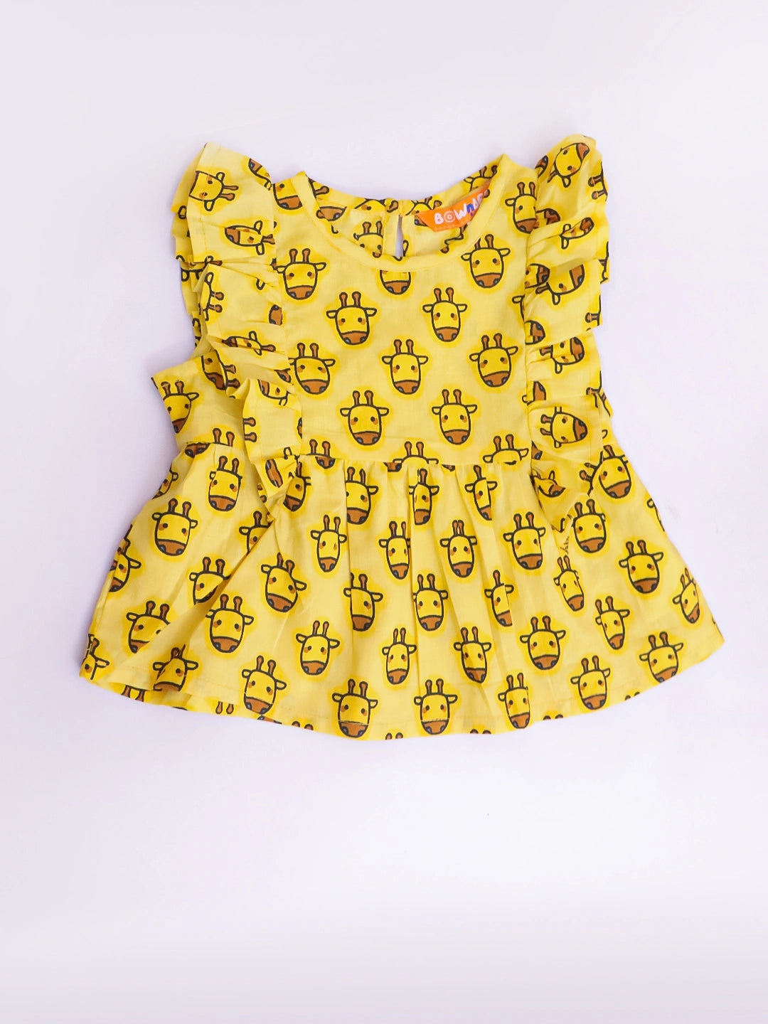 BownBee Pure Cotton Quirky Ruffle Top & Shorts With Hairband Set For Infant Girls