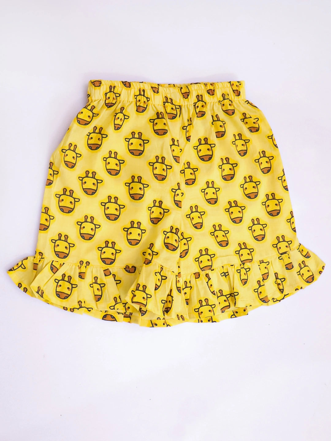 BownBee Pure Cotton Quirky Ruffle Top & Shorts With Hairband Set For Infant Girls