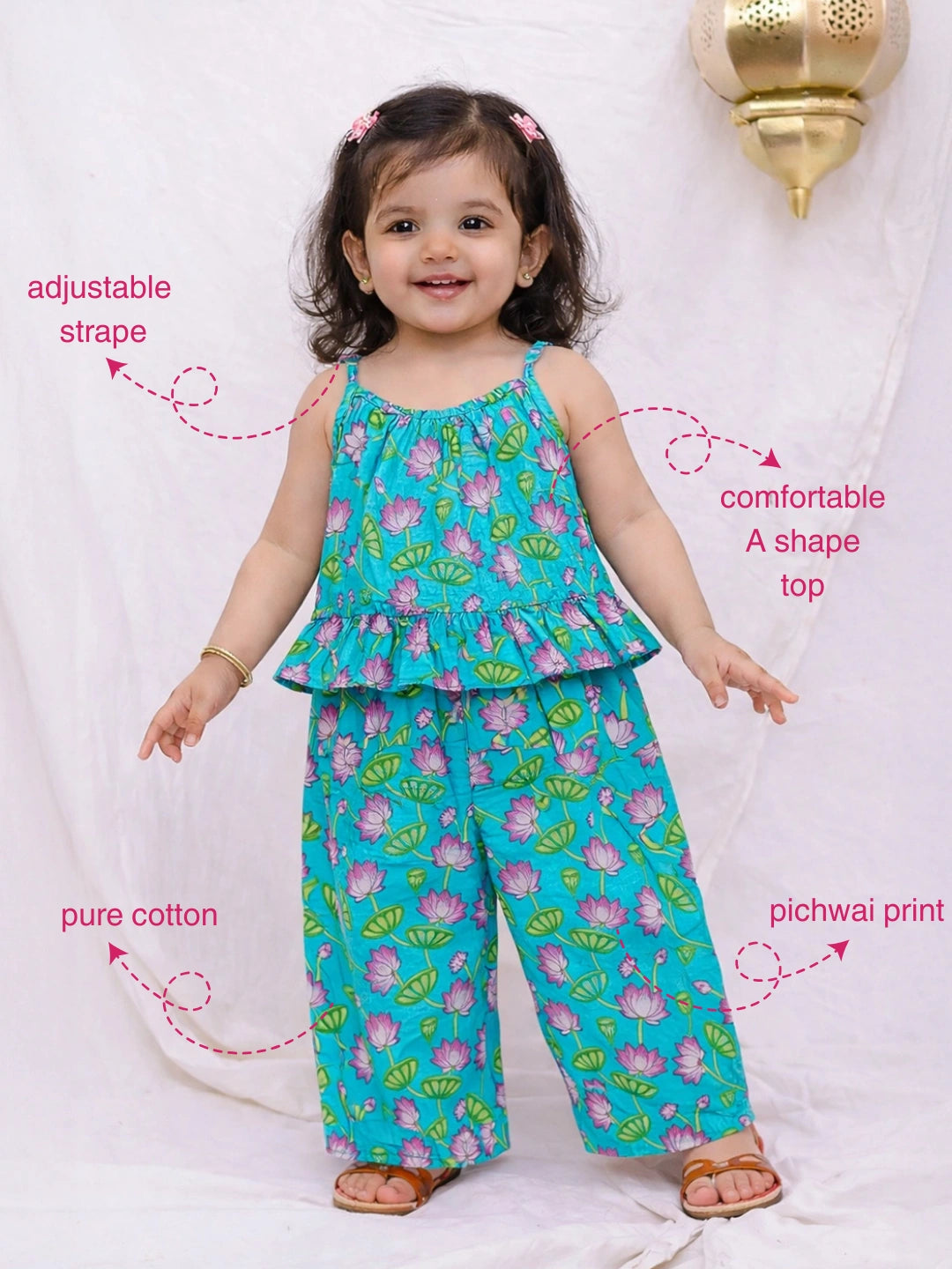 BownBee Pure Cotton Top With Palazzo Set For Infants