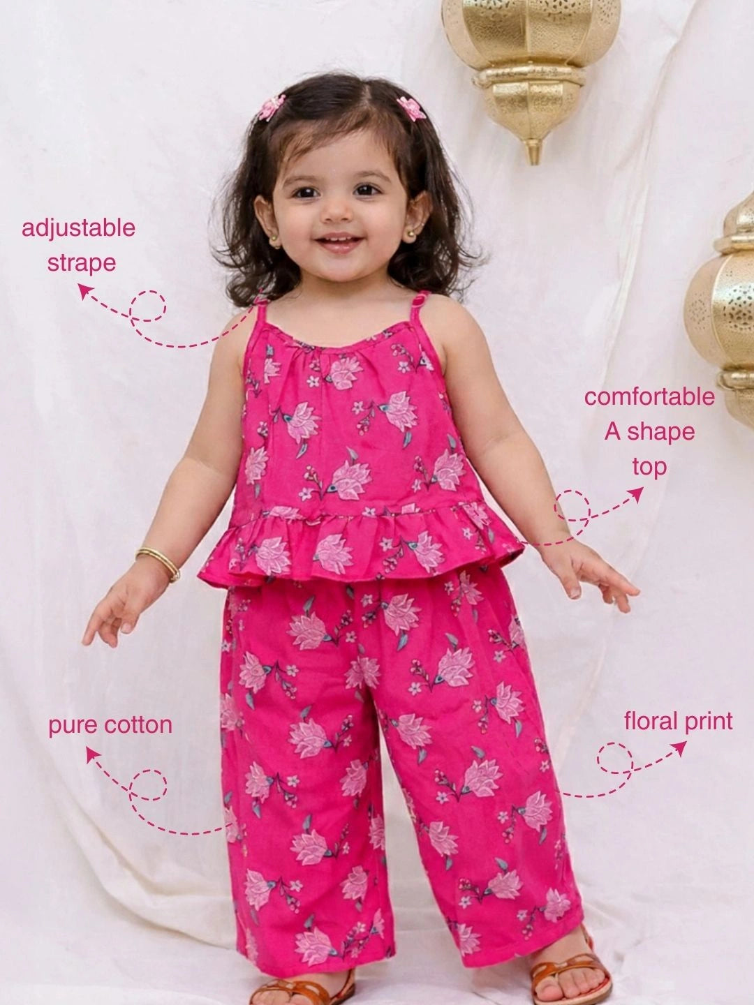 BownBee Pure Cotton Top With Palazzo Set For Infants