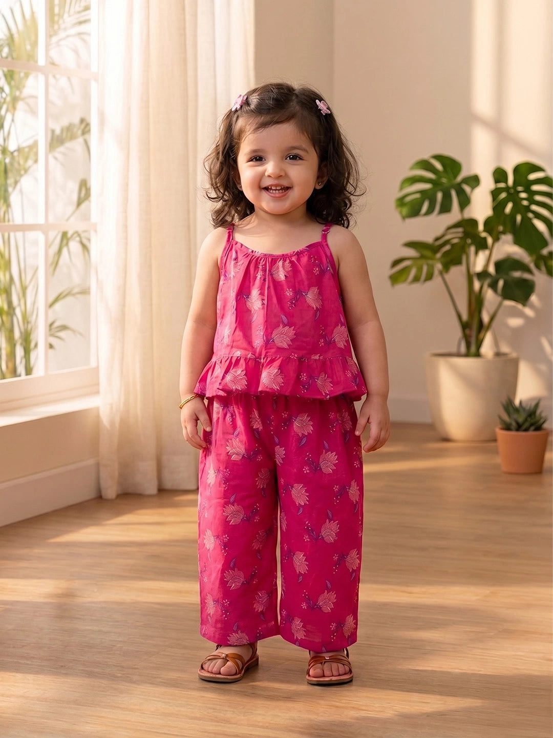 BownBee Pure Cotton Top With Palazzo Set For Infants