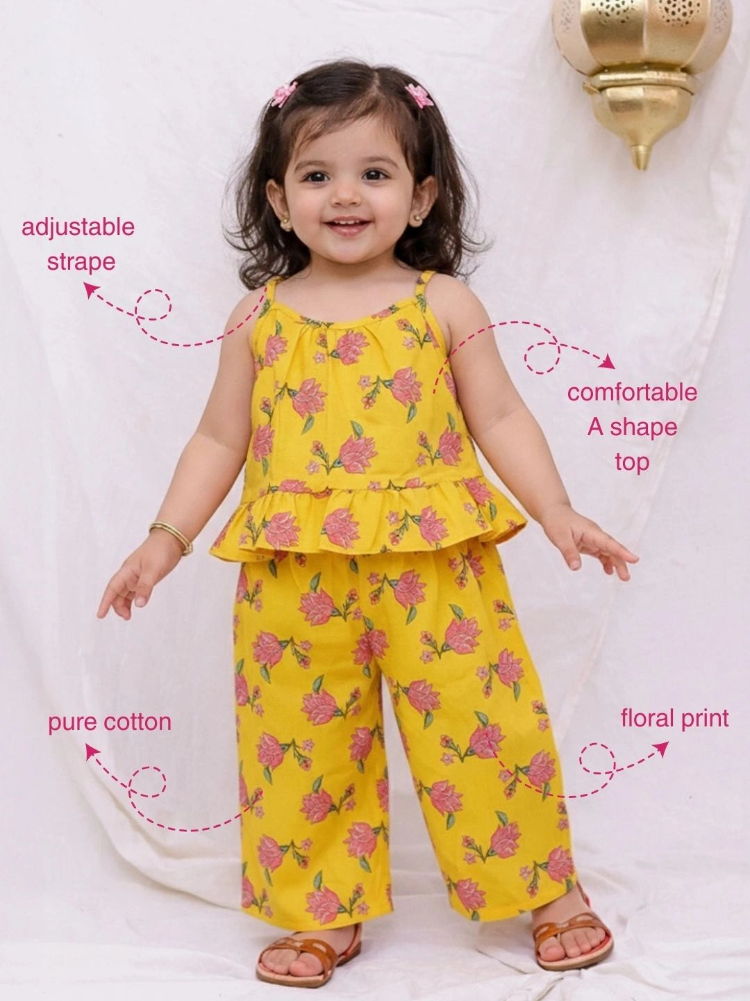 BownBee Pure Cotton Top With Palazzo Set For Infants