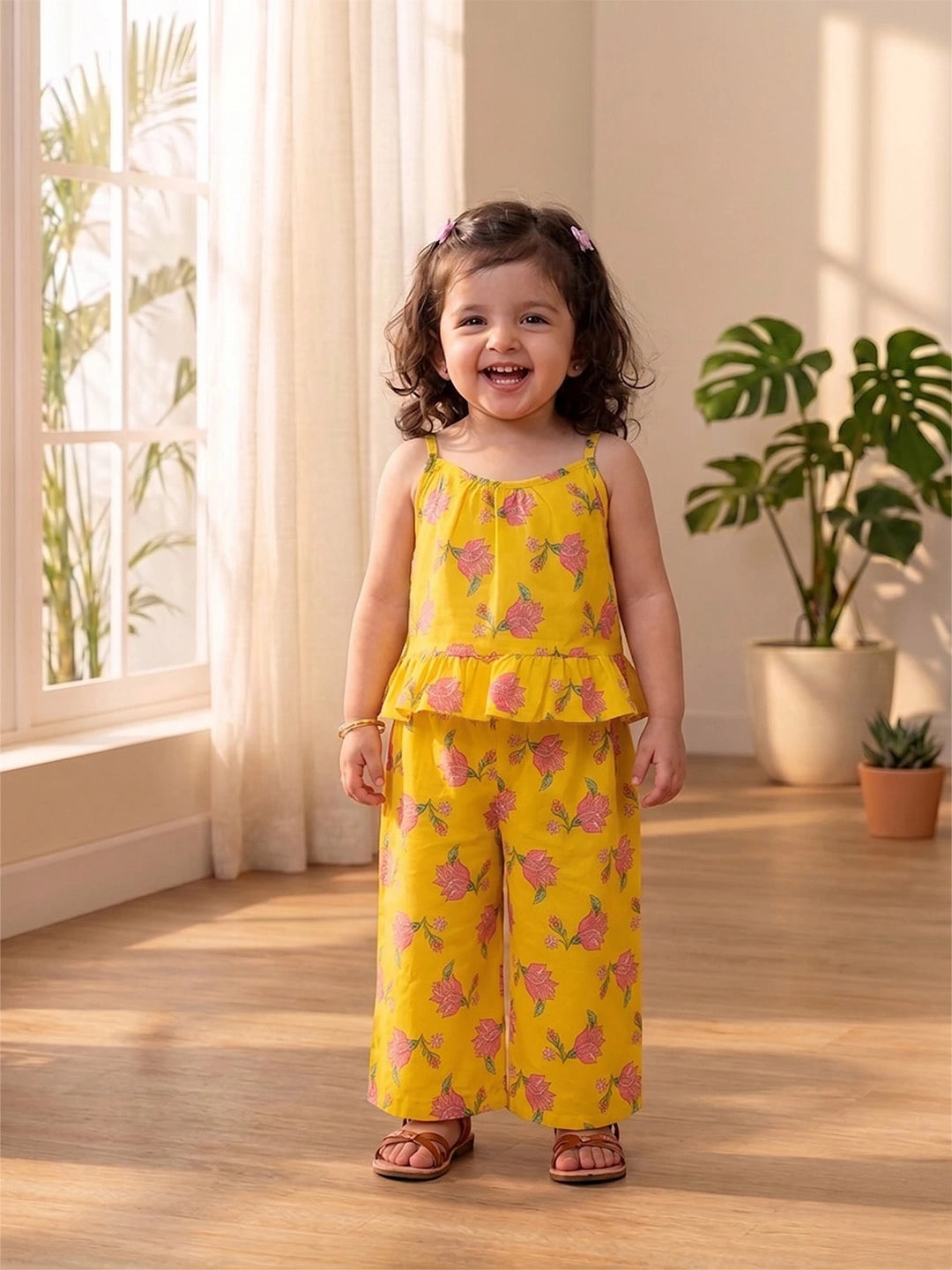 BownBee Pure Cotton Top With Palazzo Set For Infants