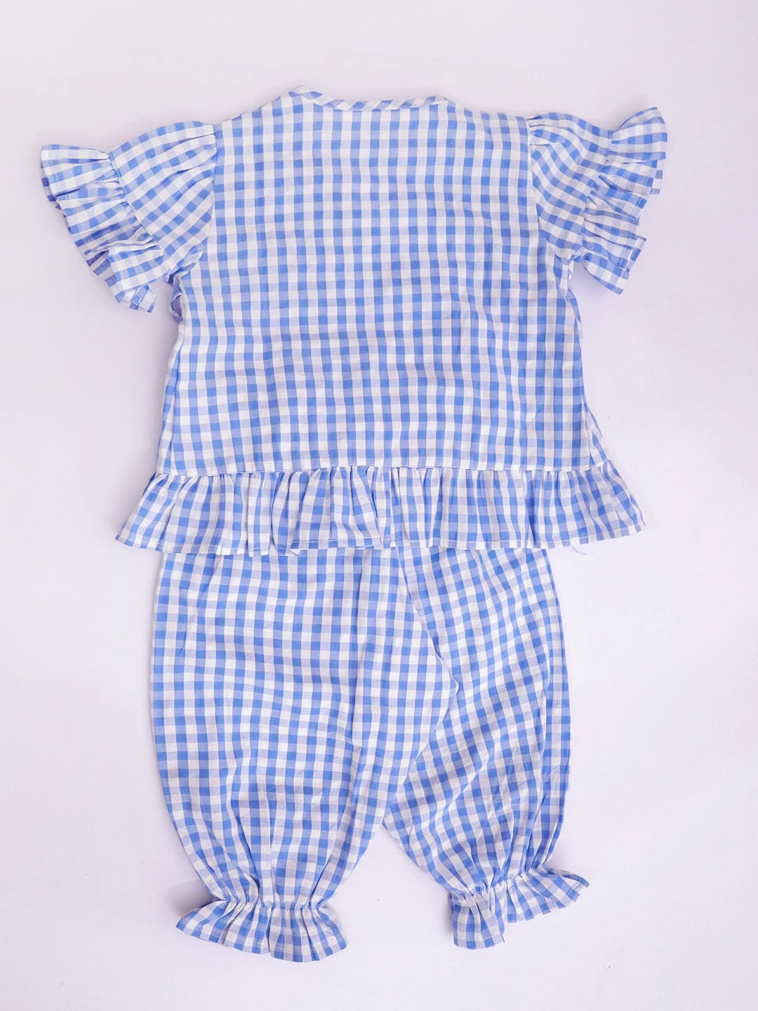 BownBee Pure Cotton Check Crop Top & Harrem With Hairband Set For Girls