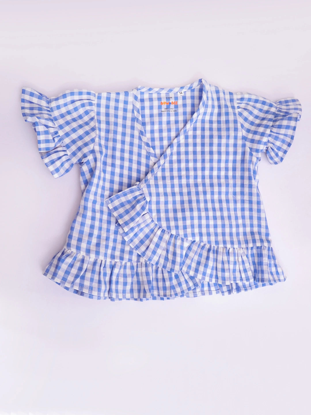 BownBee Pure Cotton Check Crop Top & Harrem With Hairband Set For Girls