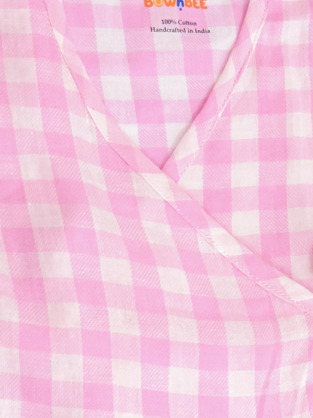 BownBee Pure Cotton Check Crop Top & Harrem With Hairband Set For Girls