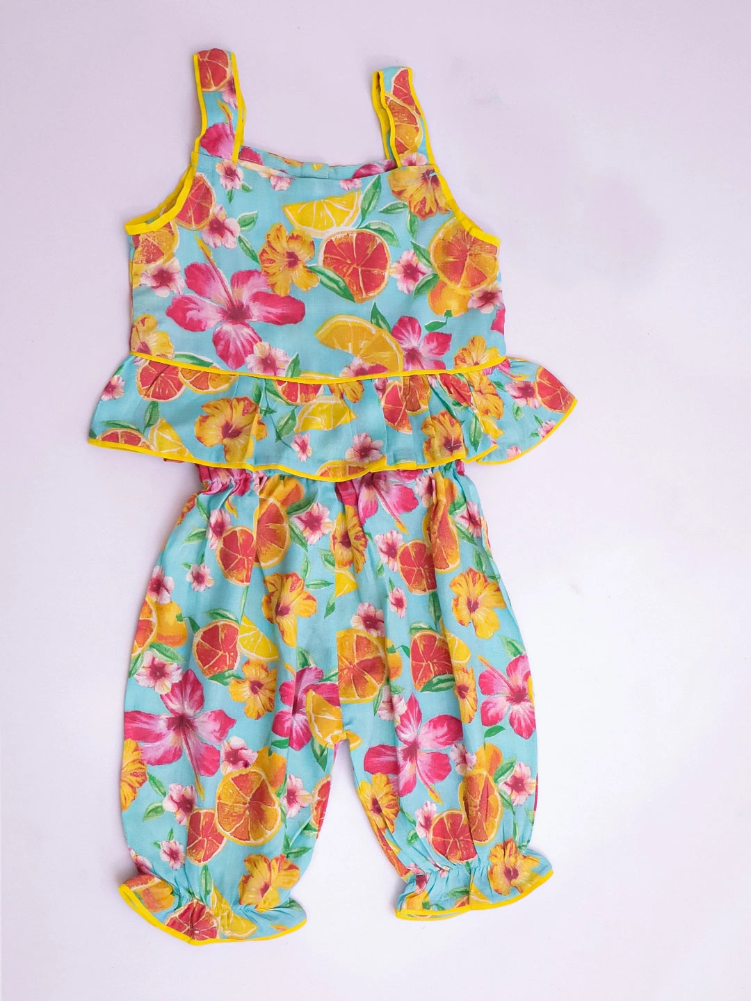 BownBee Pure Cotton Printed Top & Harrem With Hairband Set For Infant Girls