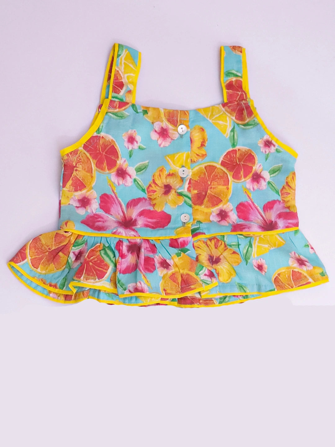 BownBee Pure Cotton Printed Top & Harrem With Hairband Set For Infant Girls