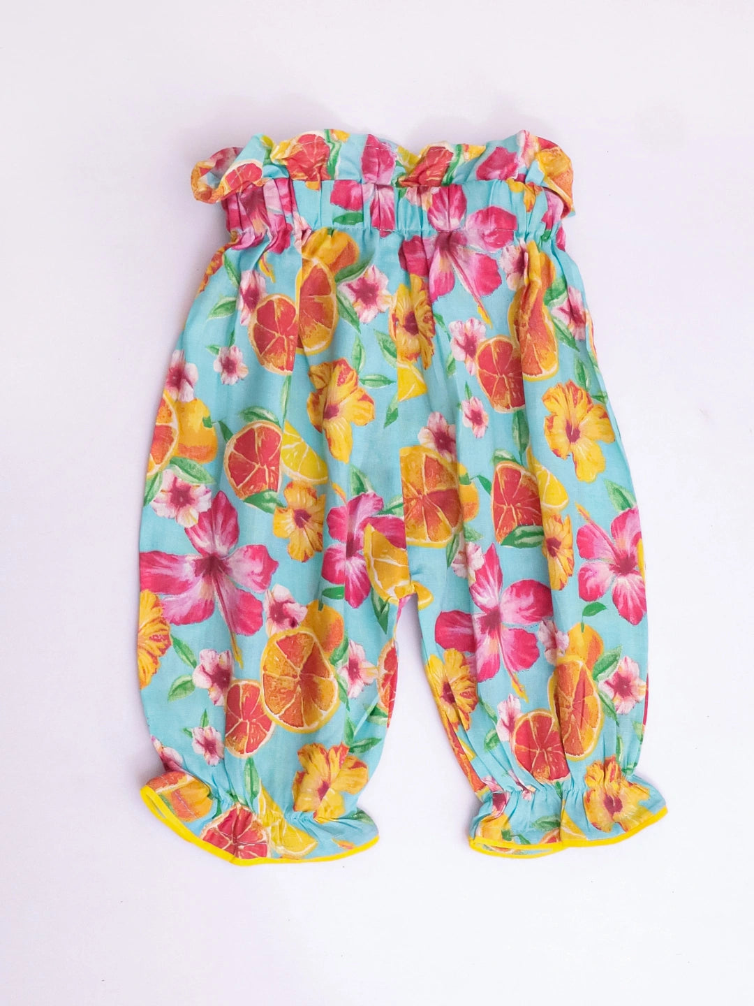 BownBee Pure Cotton Printed Top & Harrem With Hairband Set For Infant Girls