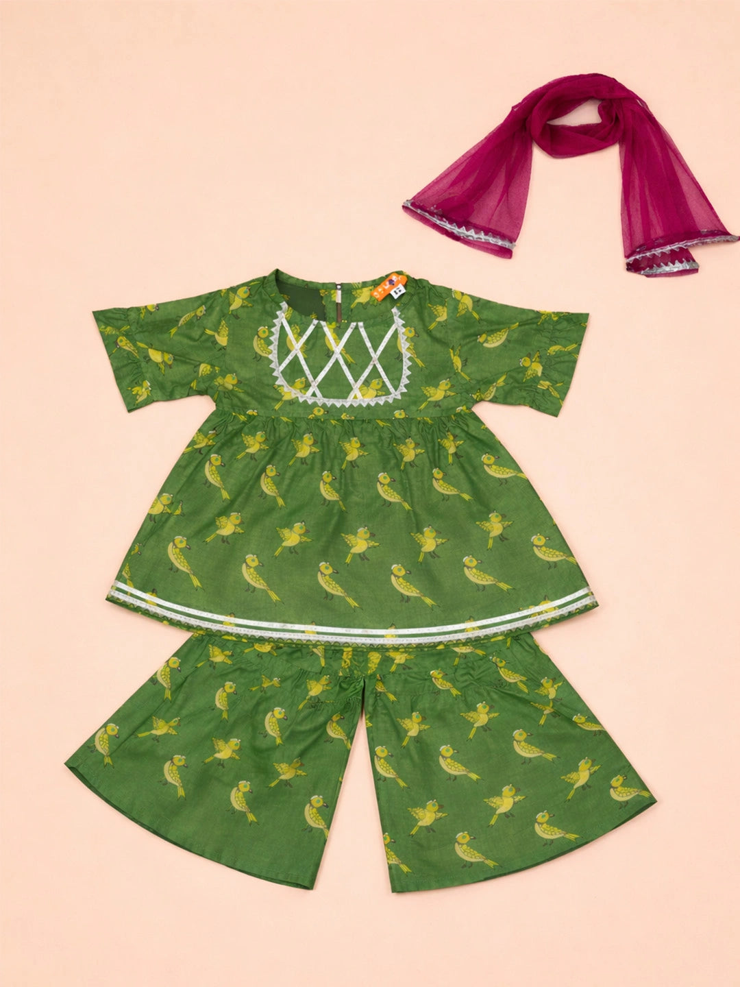 BownBee Quirky Printed lehenga Choli & dhoti kurta With Jacket Sibling Set