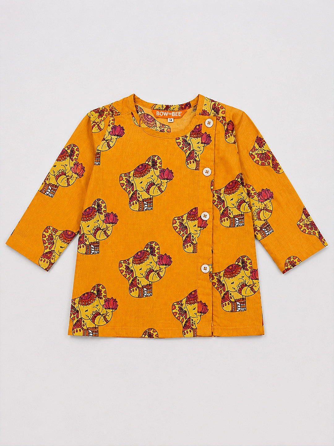 BownBee Pure Cotton Full Sleeve Quirky Dhoti Kurta For Infant Boys