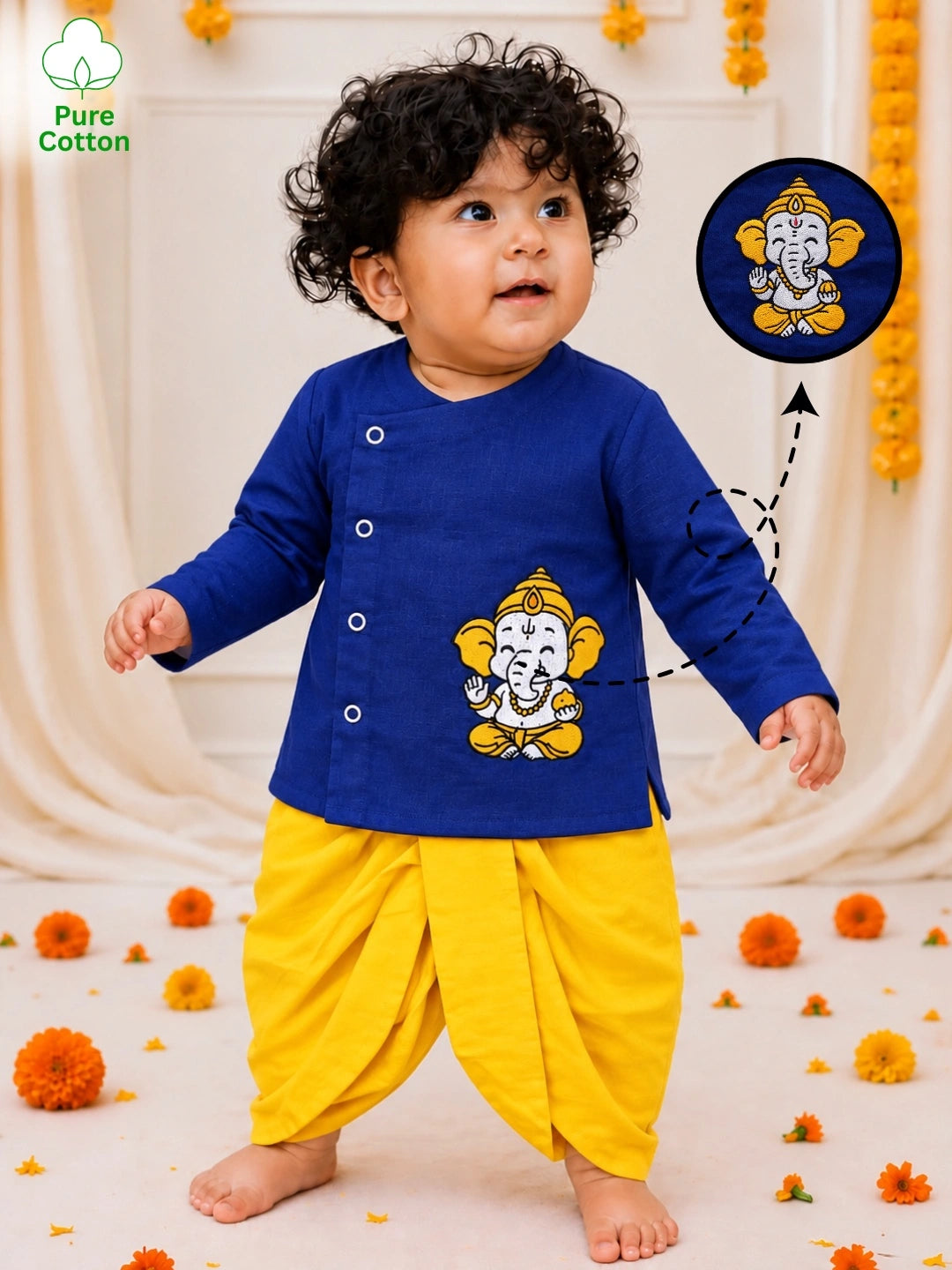 Bownbee Embroidered Kurta with Dhoti For Infant Boys