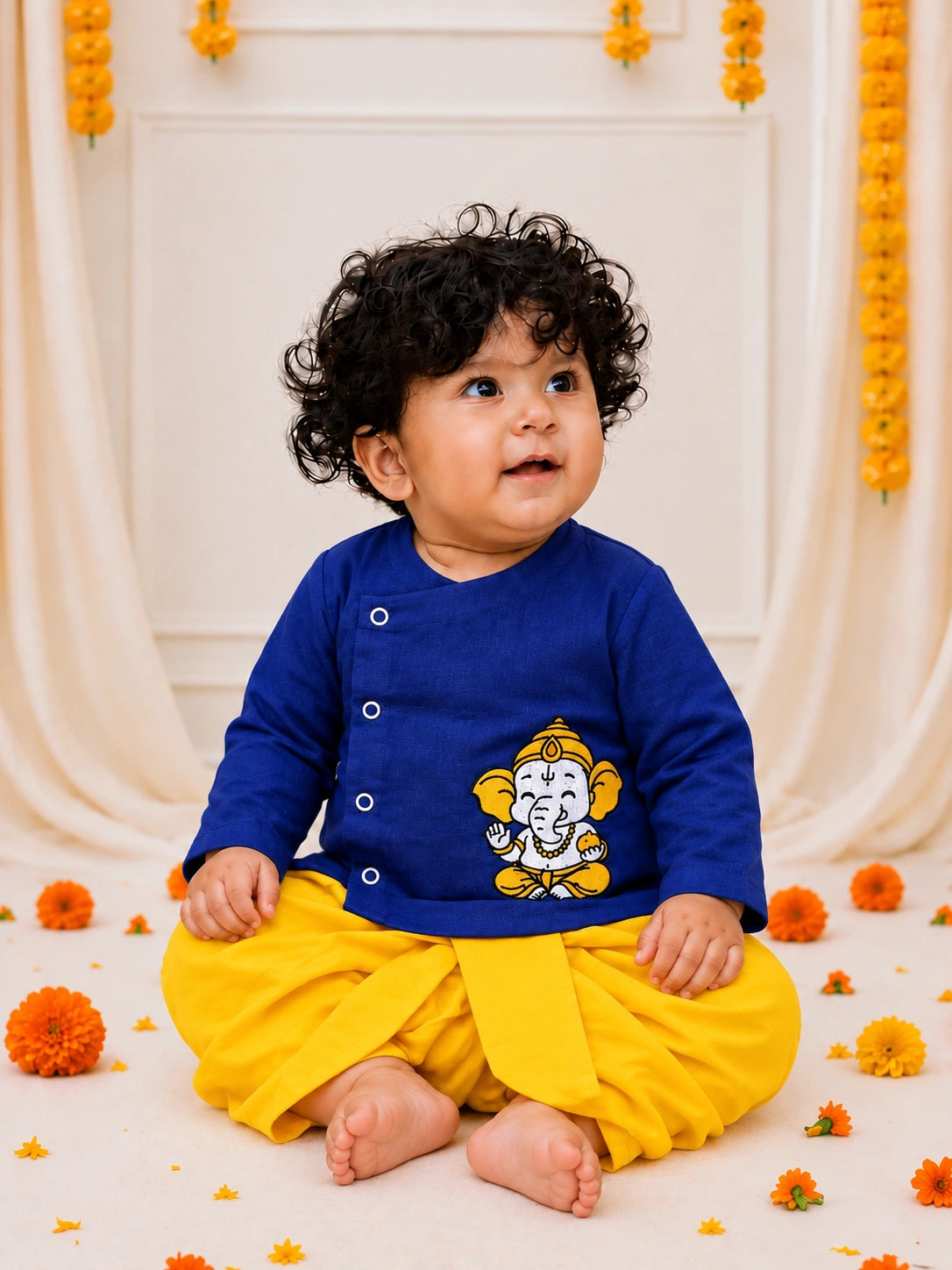 Bownbee Embroidered Kurta with Dhoti For Infant Boys