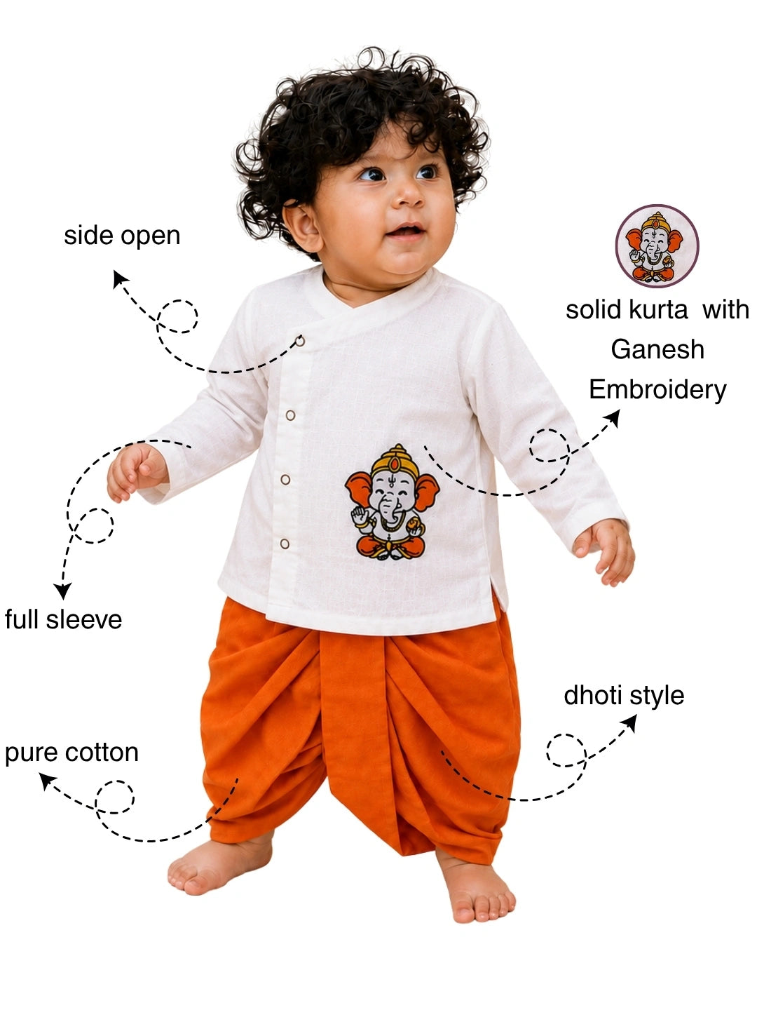 Bownbee Embroidered Kurta with Dhoti For Infant Boys